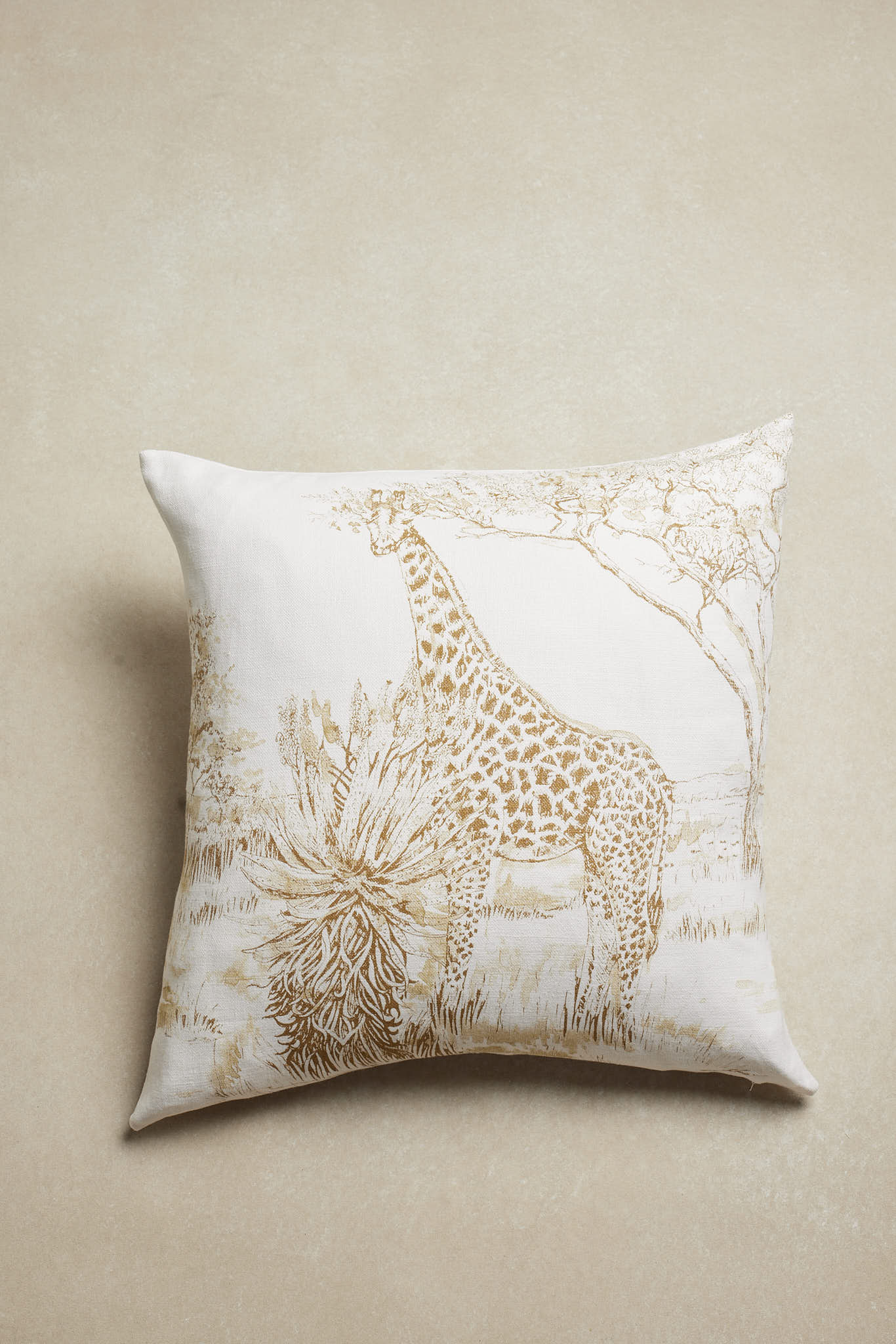 Funda De Cojín · Puro Lino Lavado · Toile de Jouy Girafa · Blanco/verde