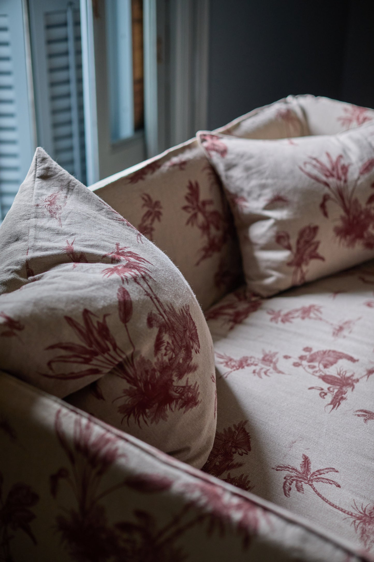 Cojín Estampado · Puro Lino Lavado · Palmeras