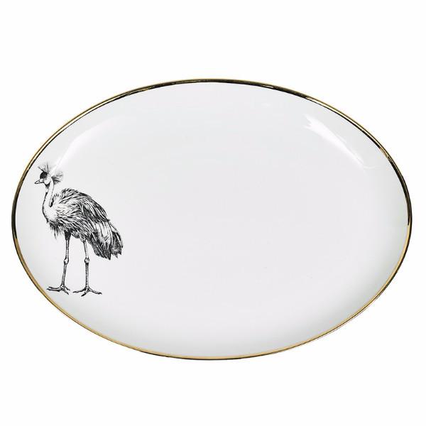 Large oval Limoges fountain with crane design by Lo de Manuela