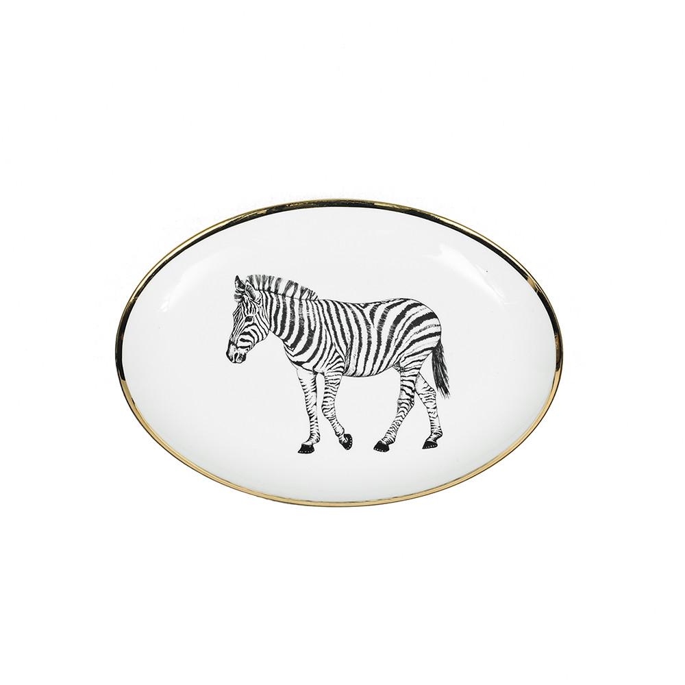 Small oval limoges porcelain limoges zebra design fountain Lo de Manuela