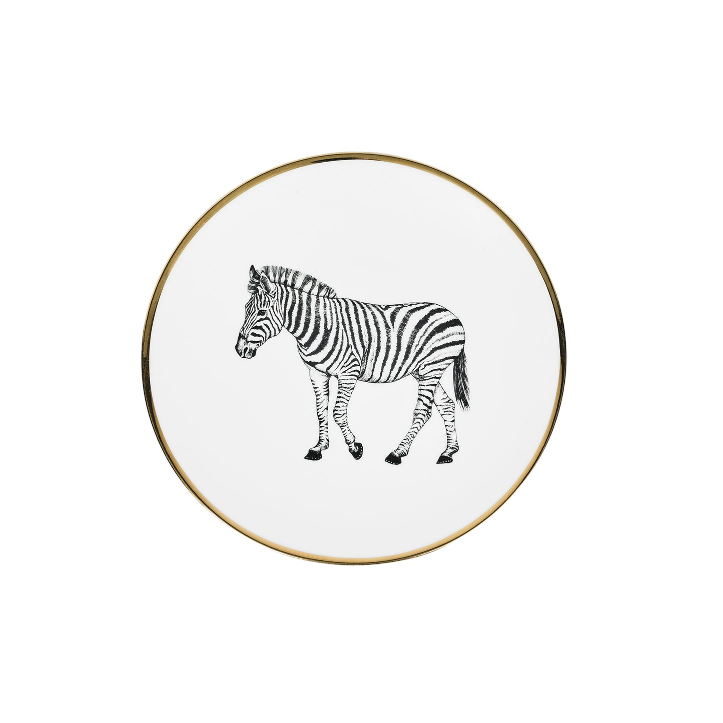 Dessert plate 21,5 cm - Limoges Porcelain - Zebra design
