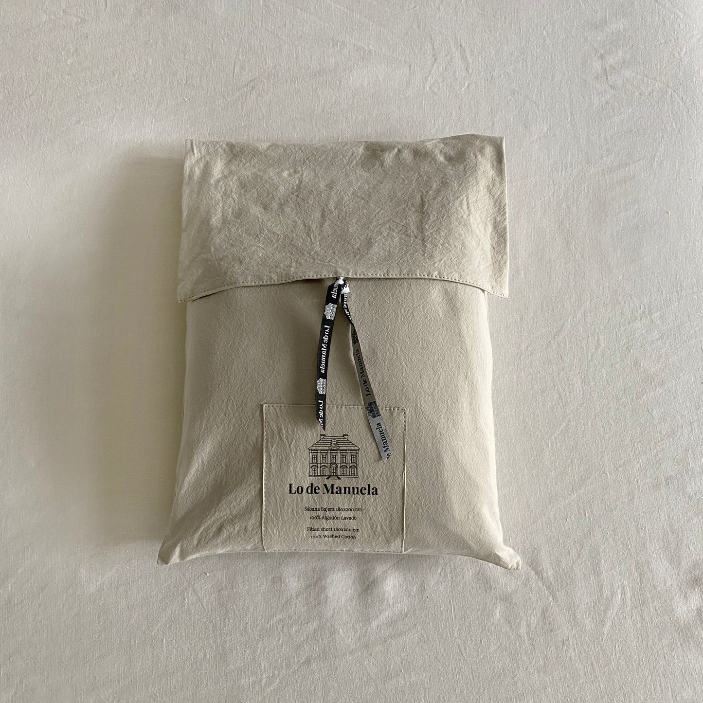 Cotton Washed Bed Sheet - Color Beige