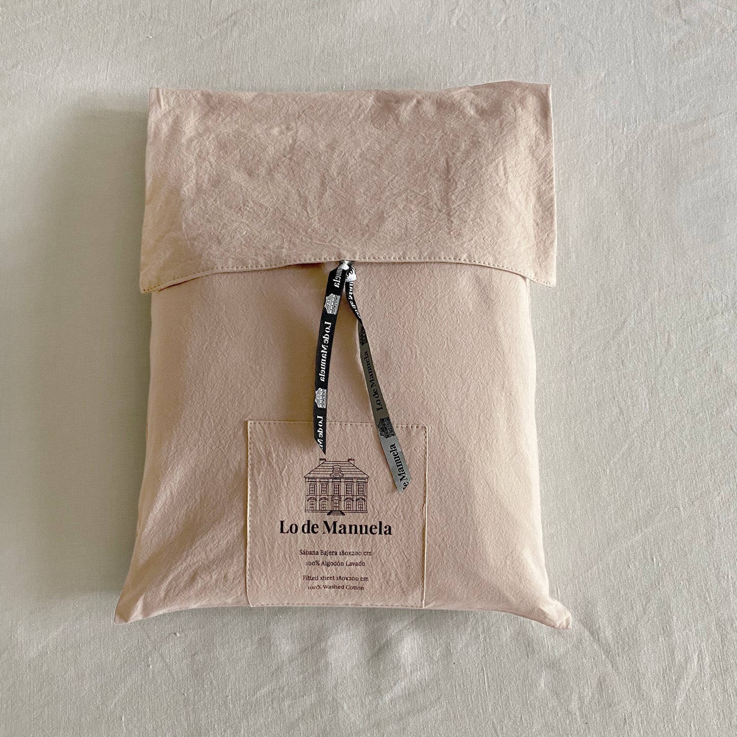 Sábana Bajera · Algodón Lavado · Color Rosa Palo