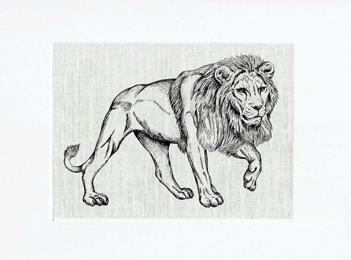 Sérigraphie sur lin pour encadrement - Leon Design