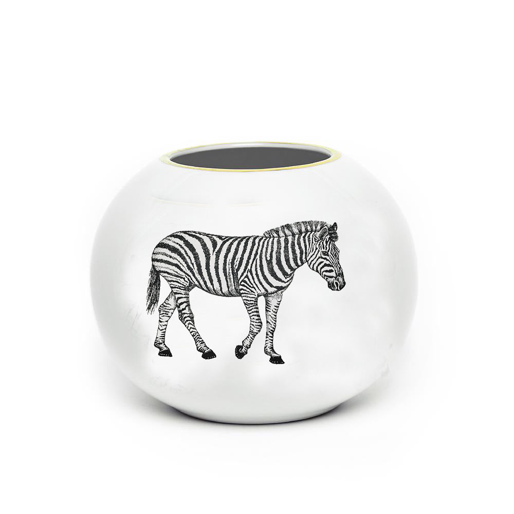 Jarrón · Porcelana de Limoges · Diseño cebra
