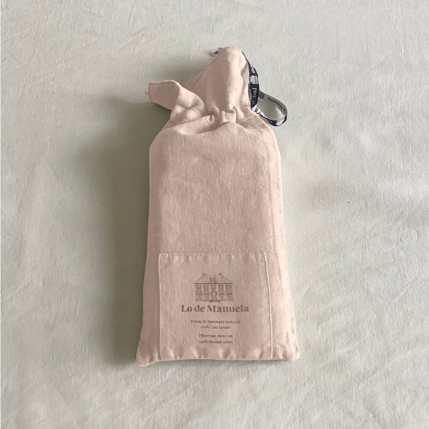 Funda de Almohada · Puro Lino Lavado · Color Rosa Palo