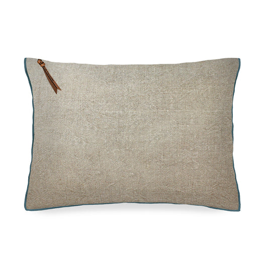 Funda De Cojín · Puro Lino Lavado · Natural/Azul Medianoche