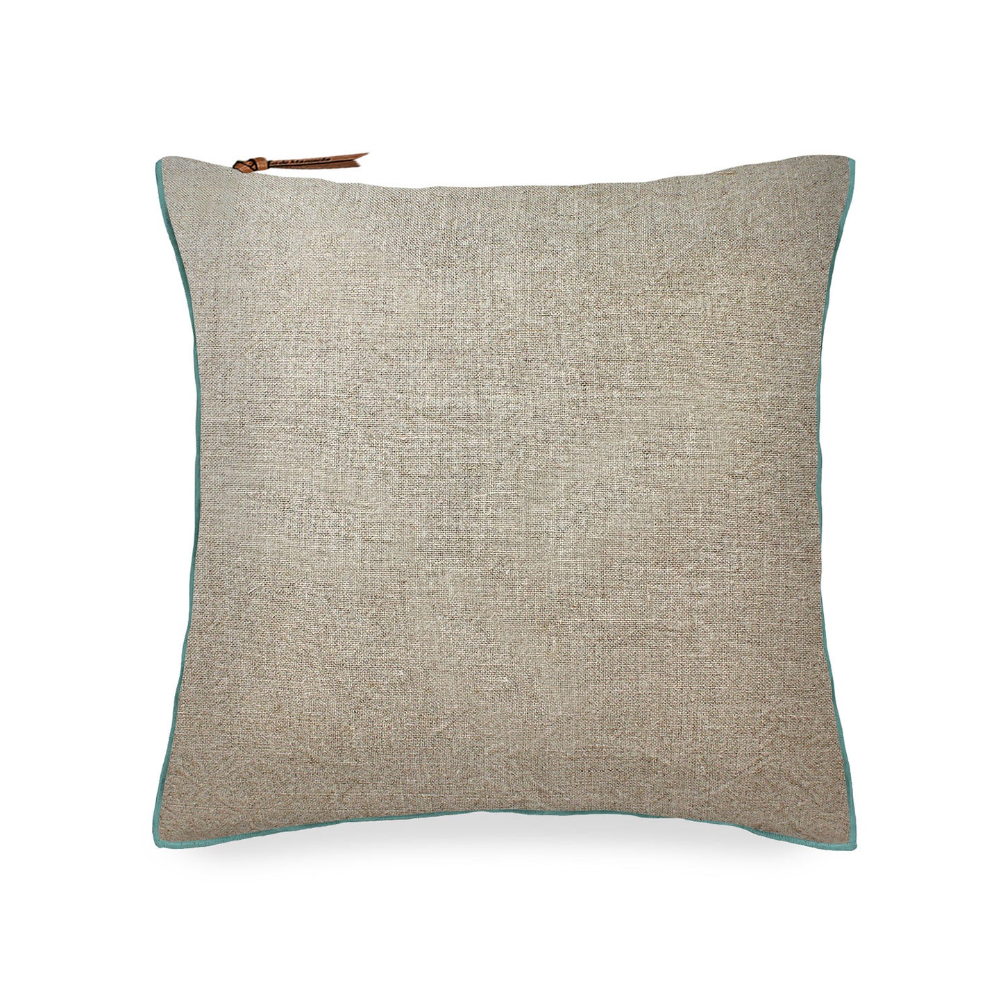 Funda De Cojín · Puro Lino Lavado · Natural/Verde Agua