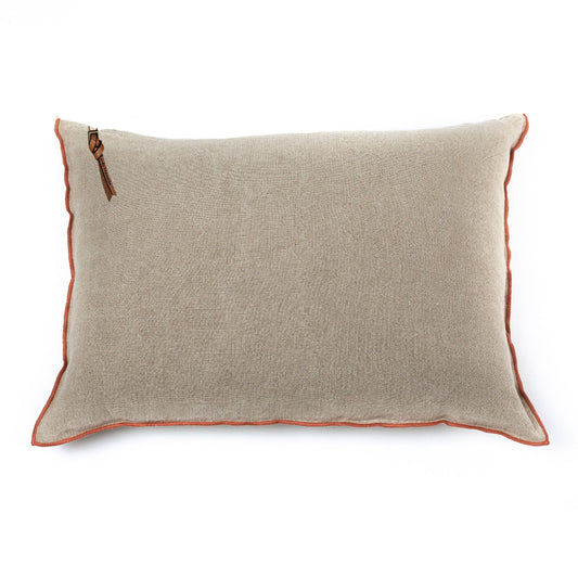 Funda De Cojín · Puro Lino Lavado · base Natural/Naranja