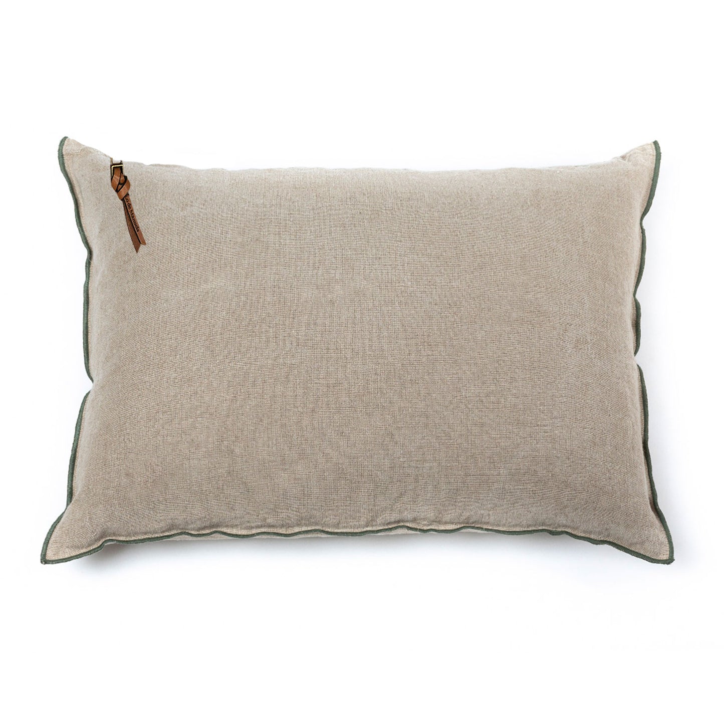 Funda De Cojín · Puro Lino Lavado · base Natural/Verde Acacia