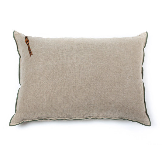 Funda De Cojín · Puro Lino Lavado · base Natural/Verde Acacia