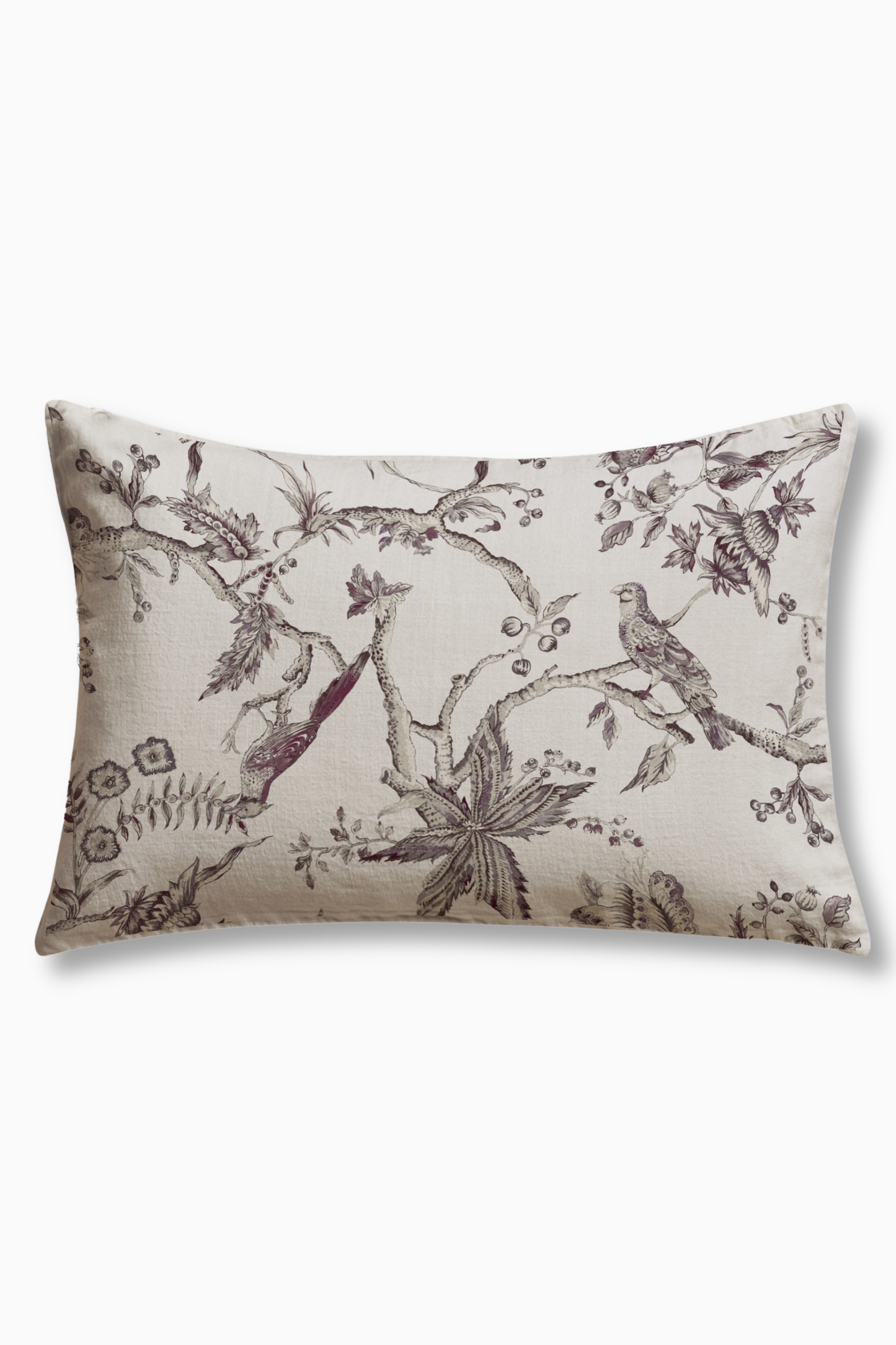 Cojín Estampado · Puro Lino Lavado · Toile Pájaros y Paisley