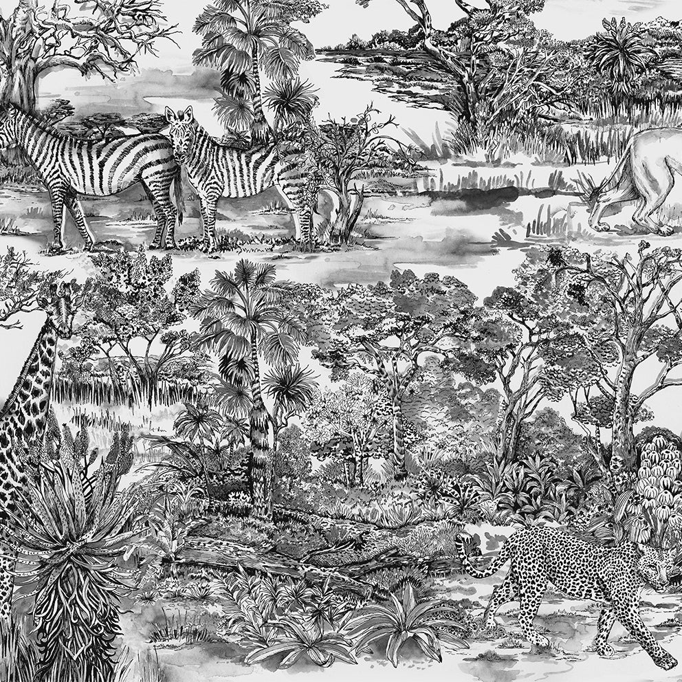 Papel de Pared · Mural Sabana blanco y negro