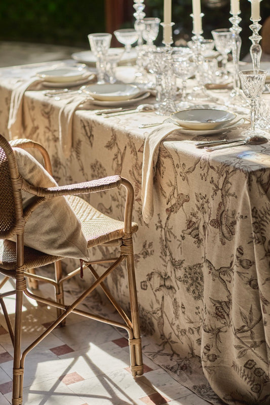 Mantel Estampado · Puro Lino Lavado · Toile Pájaros