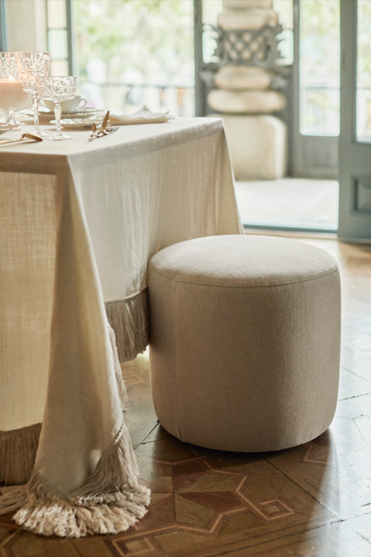 Puff redondo · Puro Lino Lavado · Diseño Luz