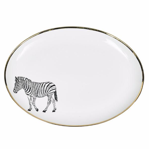 Large oval Limoges fountain with zebra design Lo de Manuela