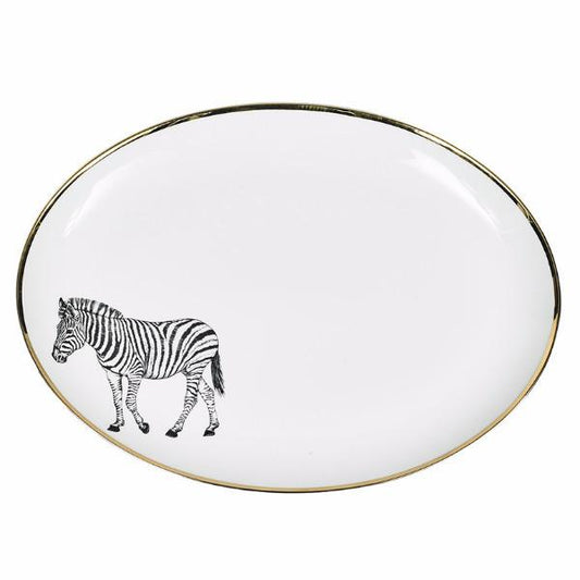 Large oval Limoges fountain with zebra design Lo de Manuela