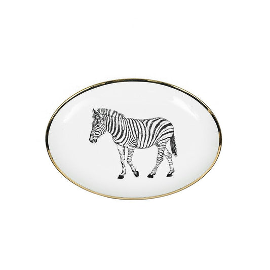 Small oval limoges porcelain limoges zebra design fountain Lo de Manuela