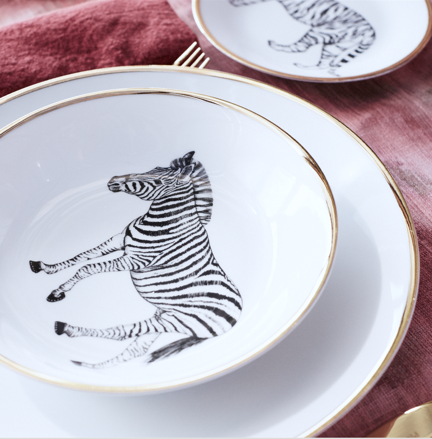Deep plate - Limoges Porcelain - Zebra pattern