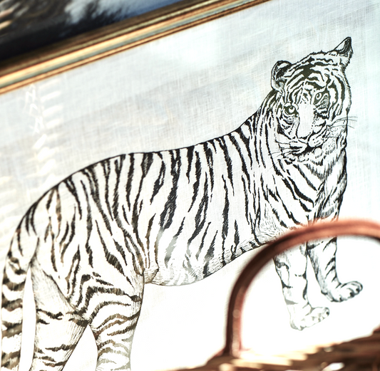 Silkscreen On Linen For Framing - Tigre Design
