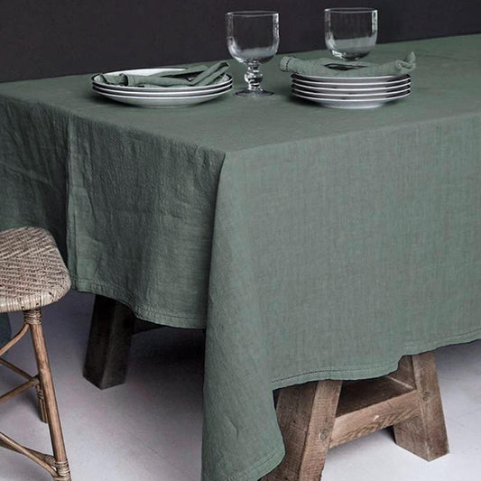 Tablecloth - Pure Washed Linen - English Green