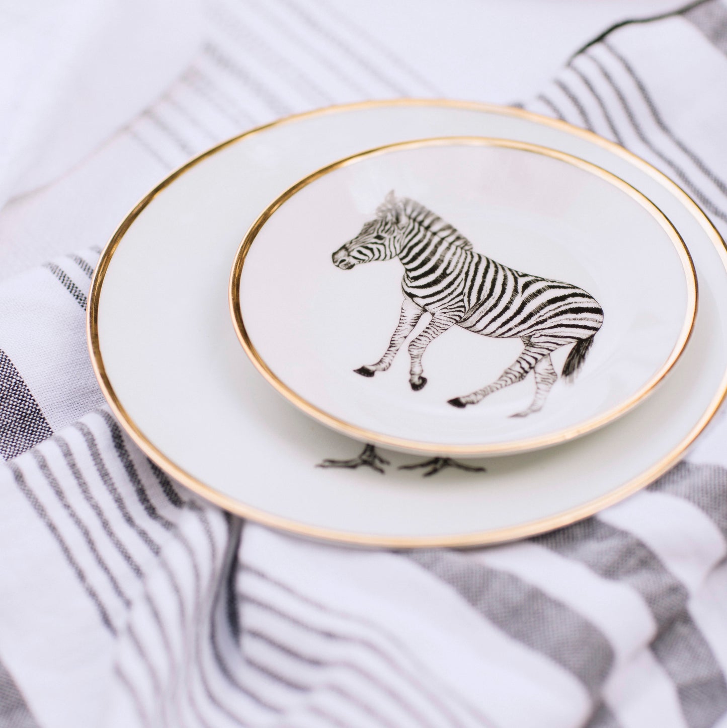 Bread plate 15cm - Limoges Porcelain - Zebra design