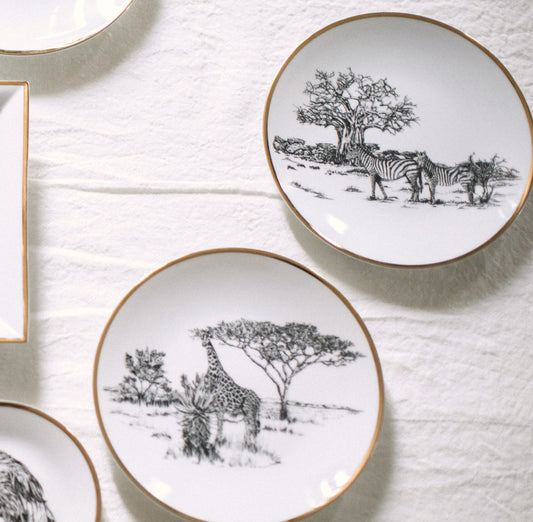 Large Dish - Limoges Porcelain - Shamba Zebra