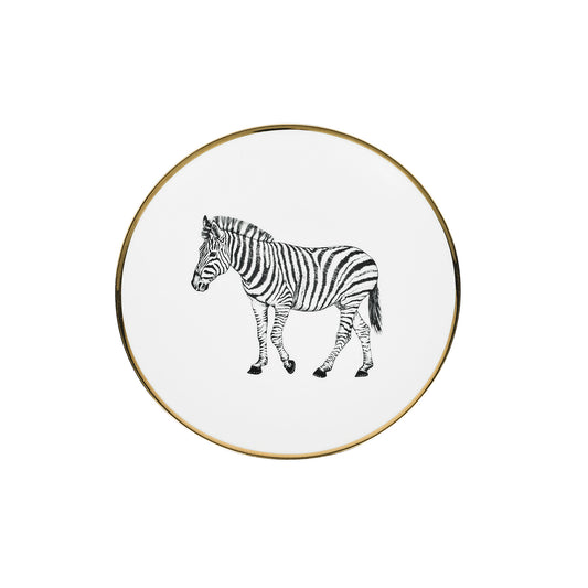 Dessert plate 21,5 cm - Limoges Porcelain - Zebra design