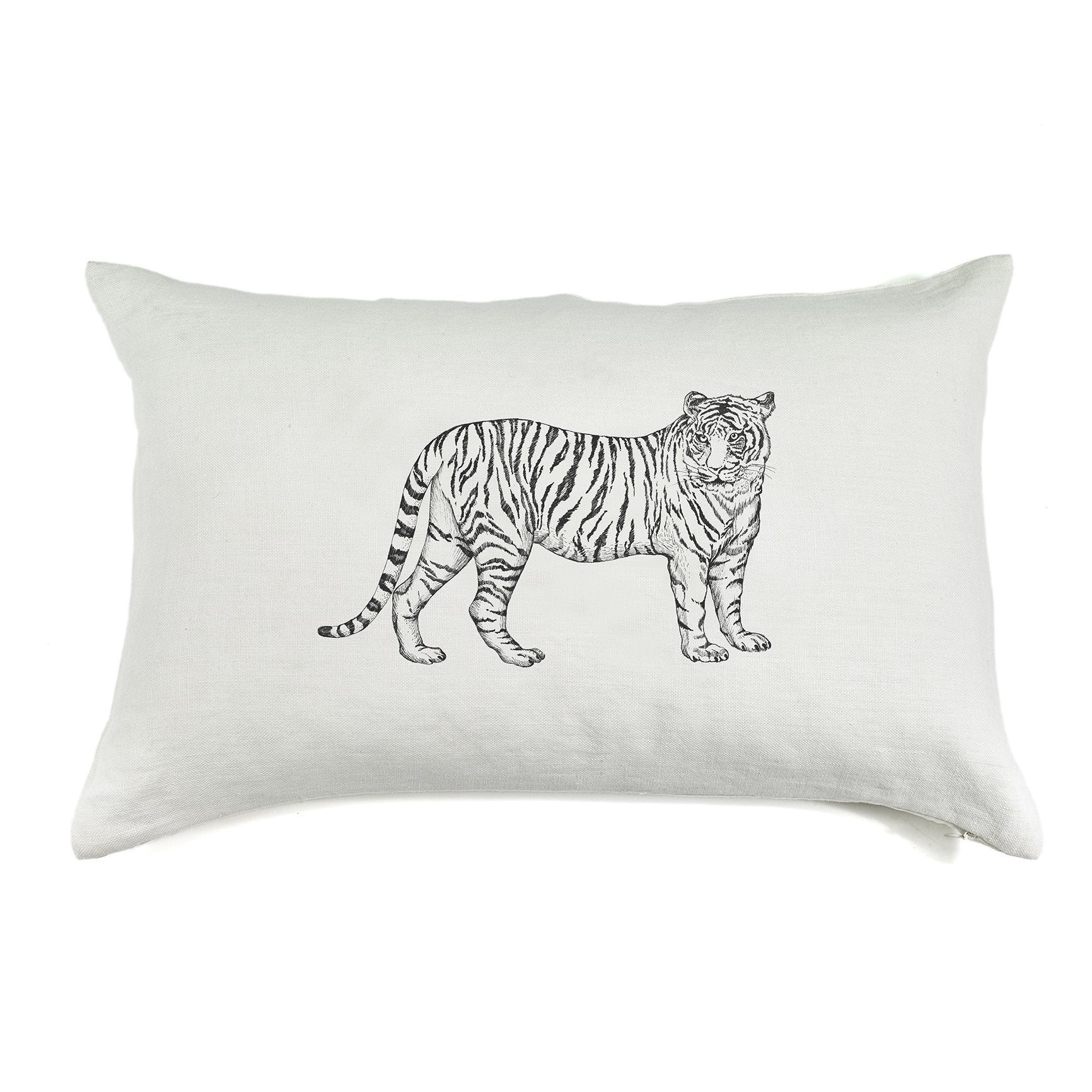 Cushion Cover 60X40 - Pure Washed Linen - Tiger Design - Lo de Manuela