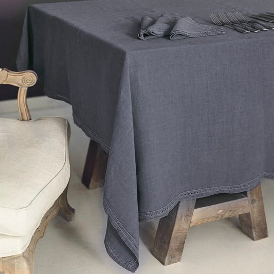 Tablecloth - Pure Washed Linen - Stone Blue