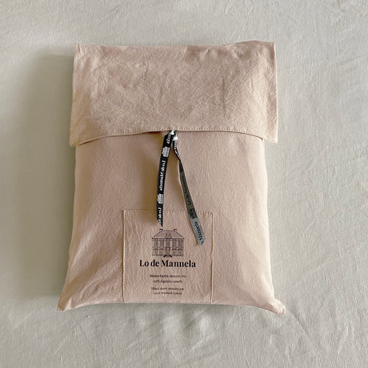 Sábana Bajera · Algodón Lavado · Color Rosa Palo