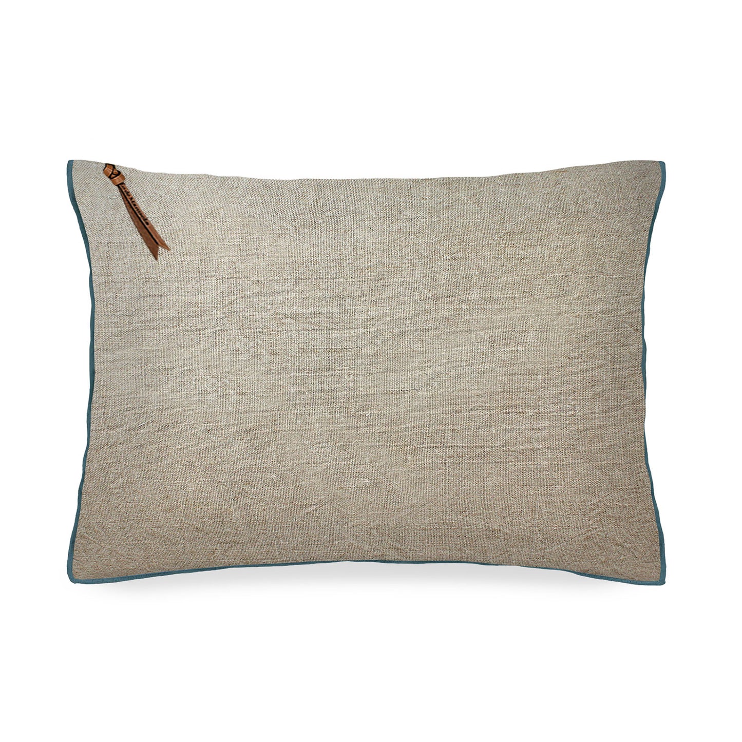 Funda De Cojín · Puro Lino Lavado · Natural/Azul Medianoche