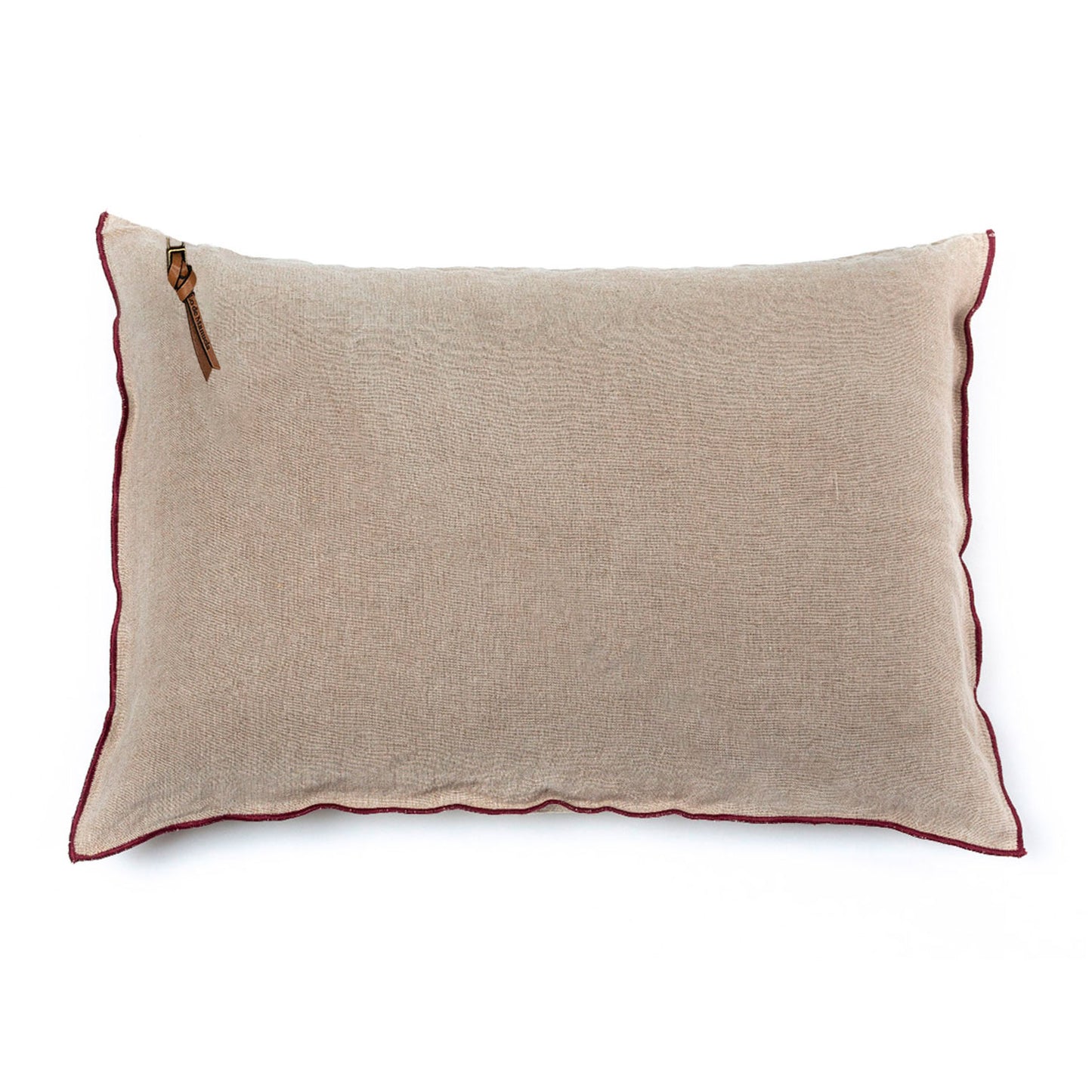 Funda De Cojín · Puro Lino Lavado · base Natural/Burdeos