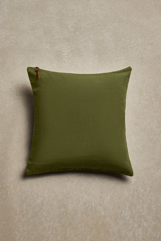 Funda De Cojín · Puro Lino Lavado · Verde Oliva