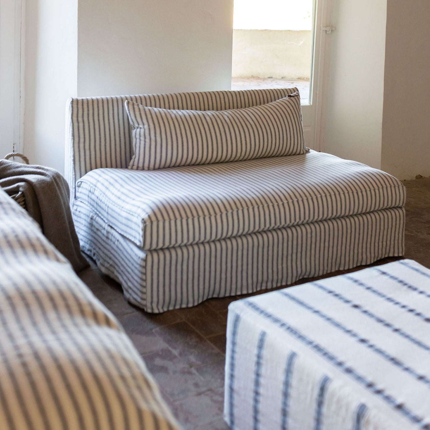 Coussin long Roy - Pure lin washed stripes