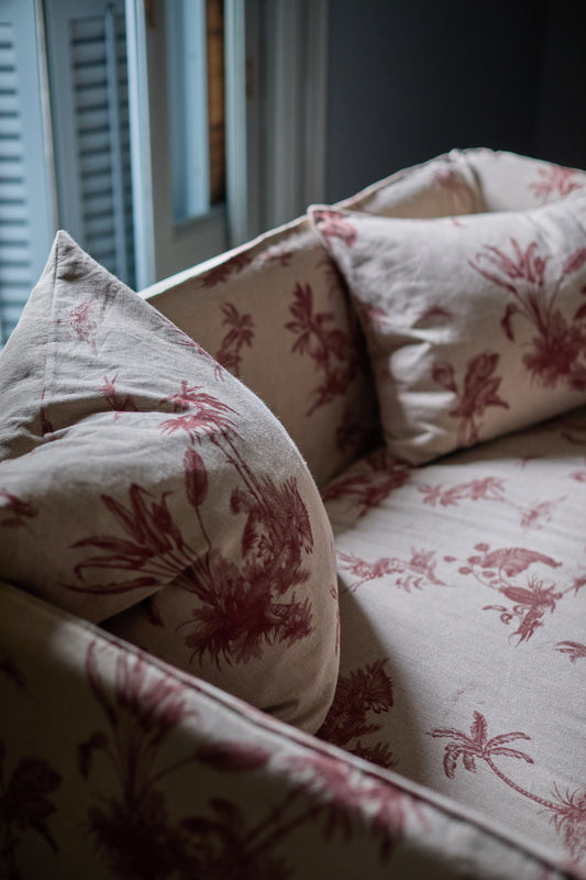 Cojín Estampado · Puro Lino Lavado · Palmeras