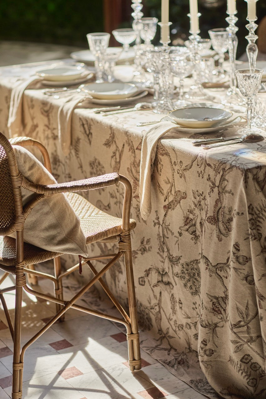 Mantel Estampado · Puro Lino Lavado · Toile Pájaros