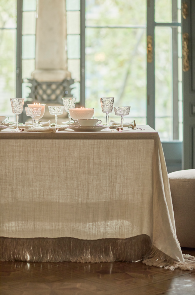 Mantel · Puro Lino Lavado · Flecos · Velada