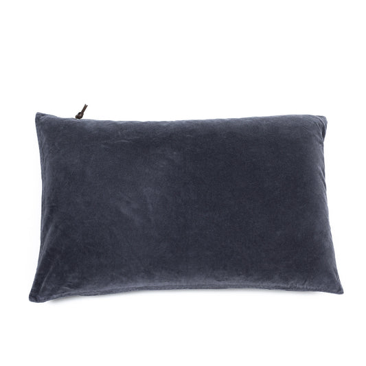 Funda De Cojín · Terciopelo Lavado · Azul Piedra