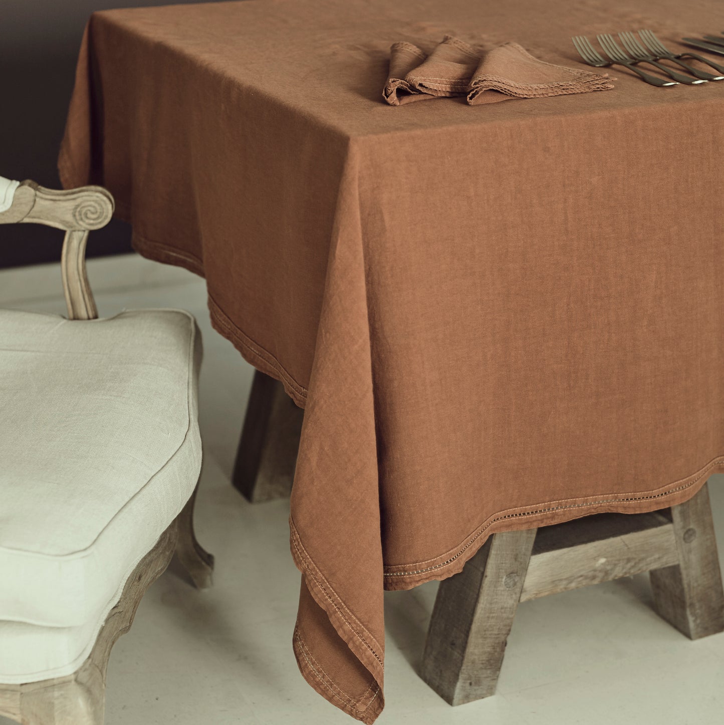 Nappe - Pur lin lavé - Terracotta