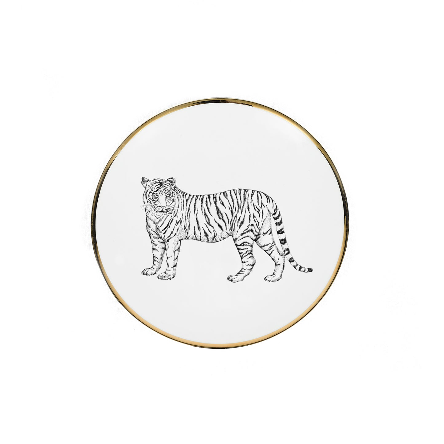 Assiette à dessert 21,5 cm - Porcelaine de Limoges - Motif Tigre