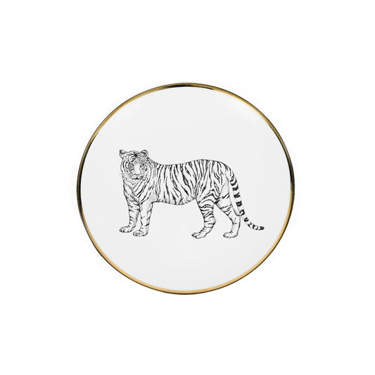 Assiette à dessert 21,5 cm - Porcelaine de Limoges - Motif Tigre