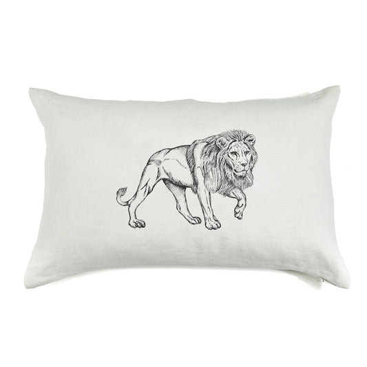 Housse de coussin 60X40 - Pur lin lavé - Lion Design - Lo de Manuela