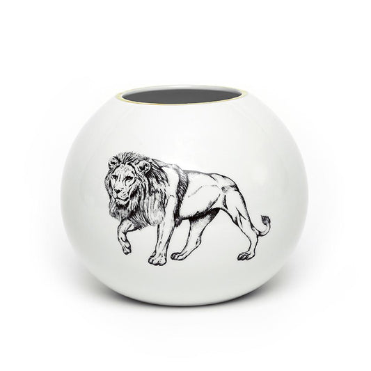 Grand vase - Porcelaine de Limoges - Motif Lion - Lo de Manuela