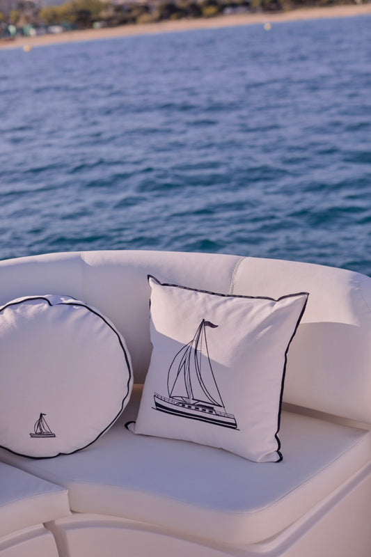 Funda De Cojín Bordado · Exterior · Navy