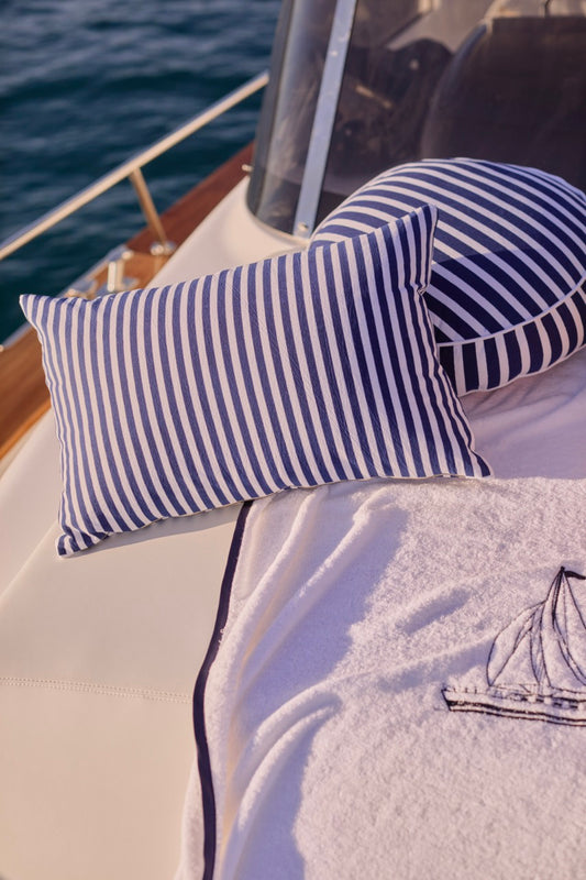 Funda De Cojín Estampado · Algodón Lavado · Diseño Rayas Sailing
