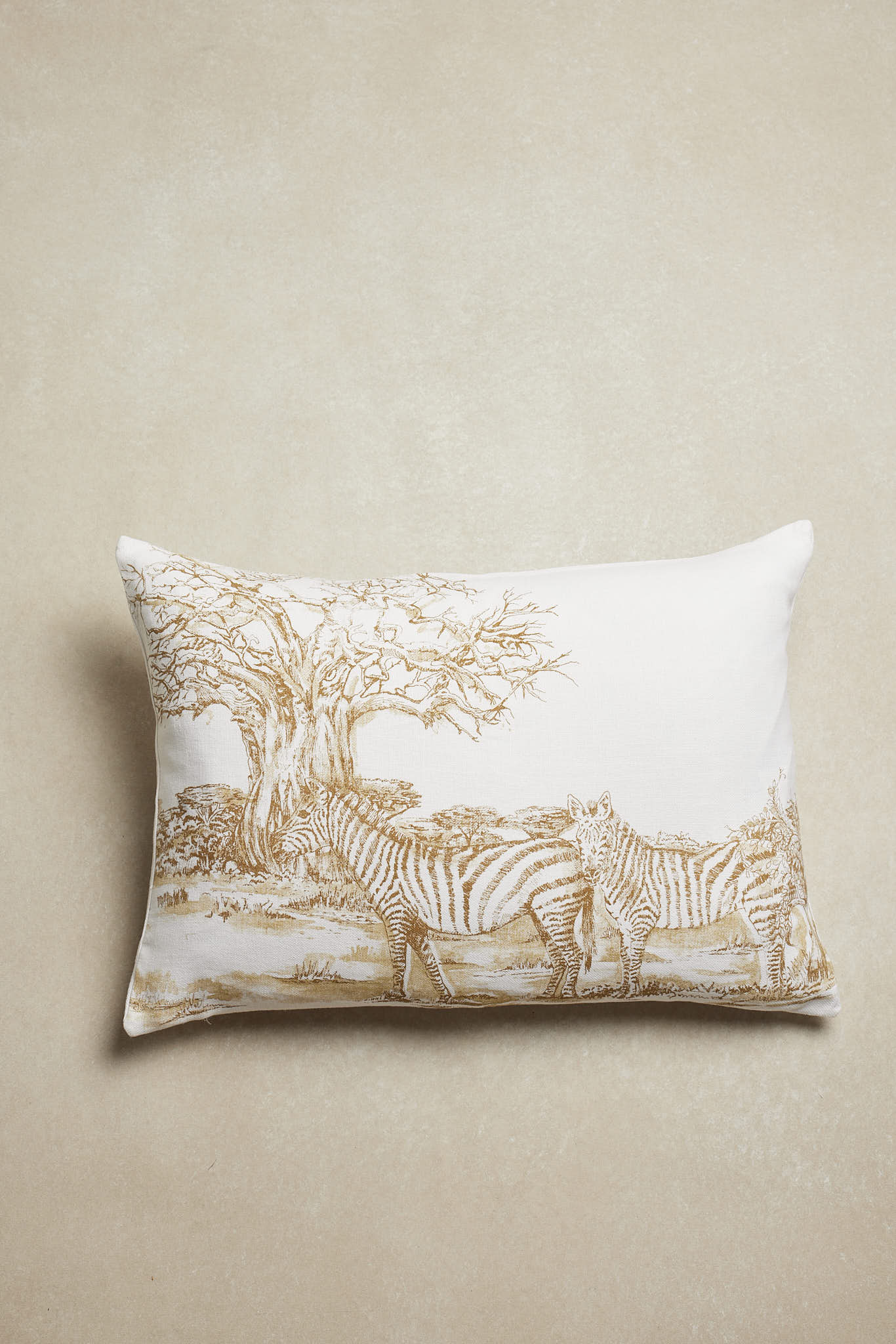 Funda De Cojín · Puro Lino Lavado · Diseño Toile de Jouy Cebra · Blanco/Verde