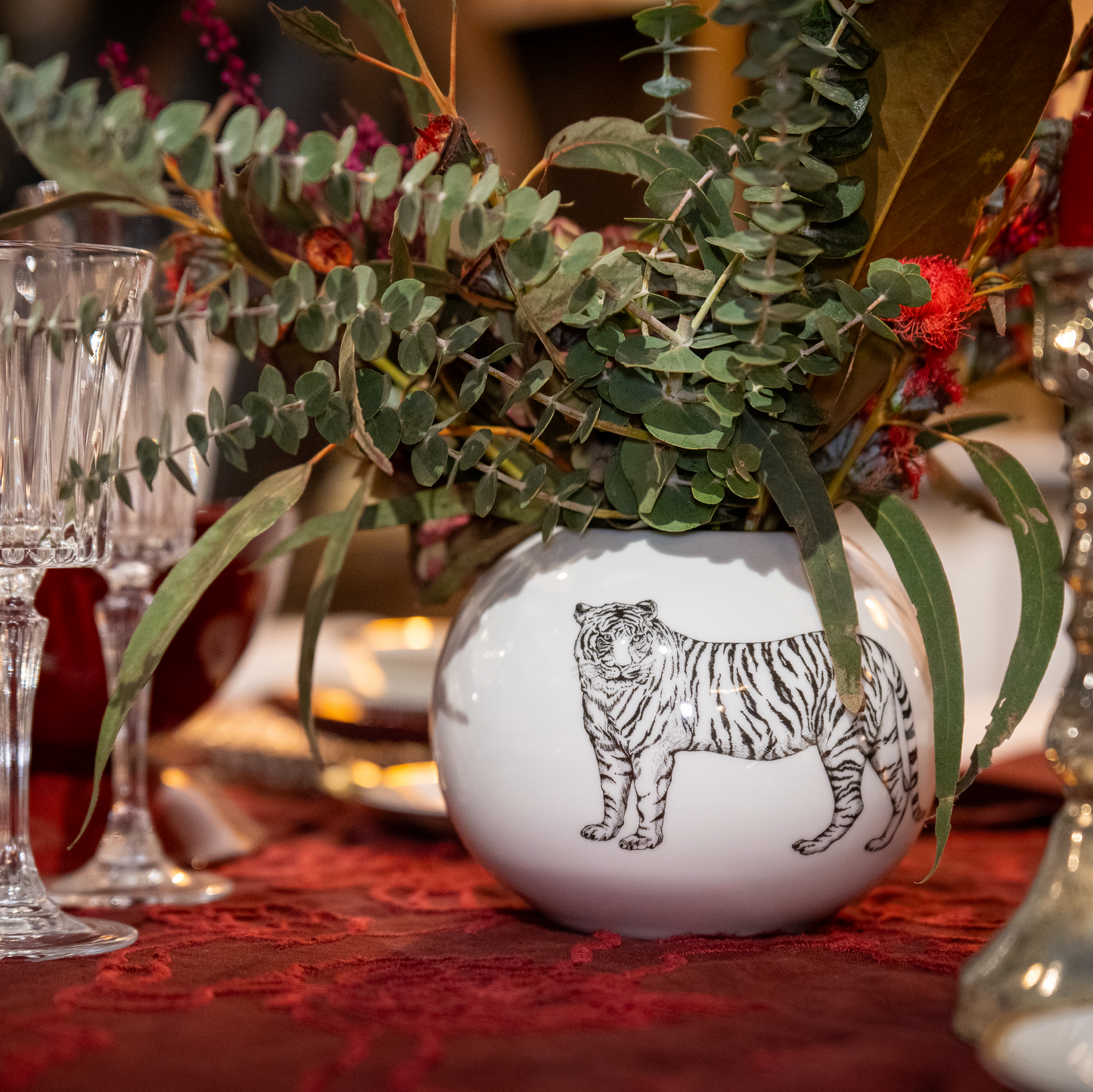 Jarrón pequeño · Porcelana de Limoges · Diseño tigre