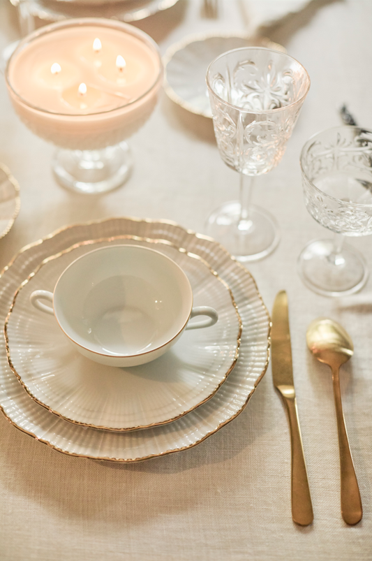 Plato Postre · Porcelana de Limoges · Coral