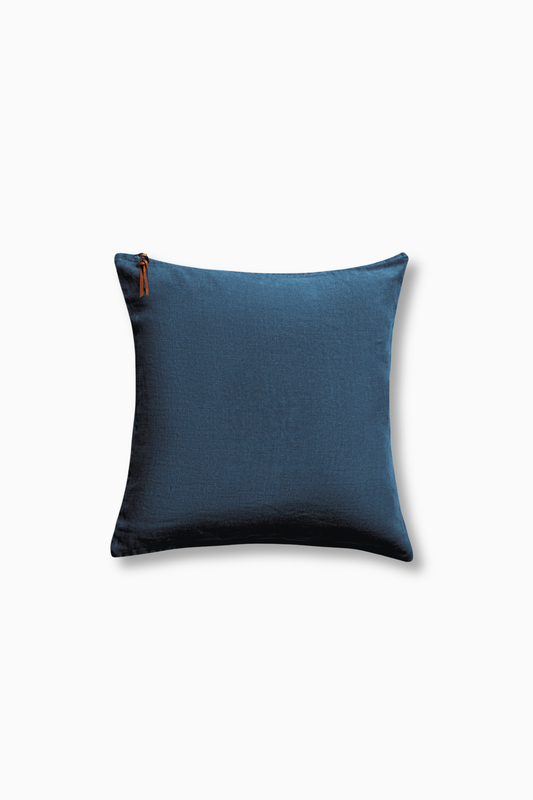 Funda De Cojín · Puro Lino Lavado · Azul Petróleo